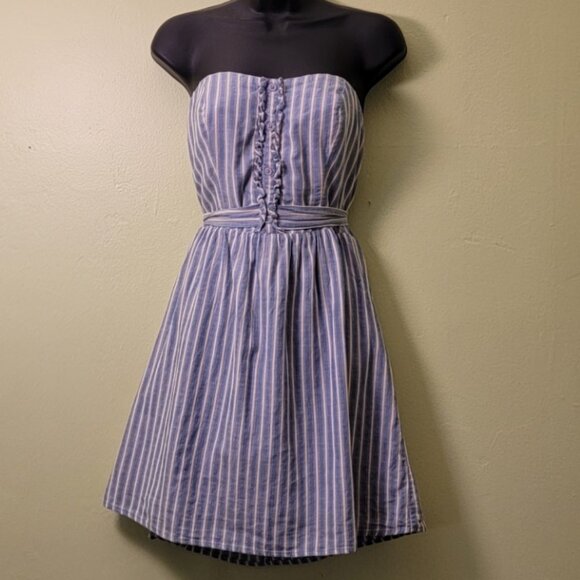 Mossimo Supply Co. Dresses & Skirts - White & Blue Striped Strapless Mossimo Supply Co. Dress, Size L